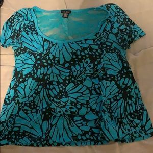 Blue and black butterfly croptop!